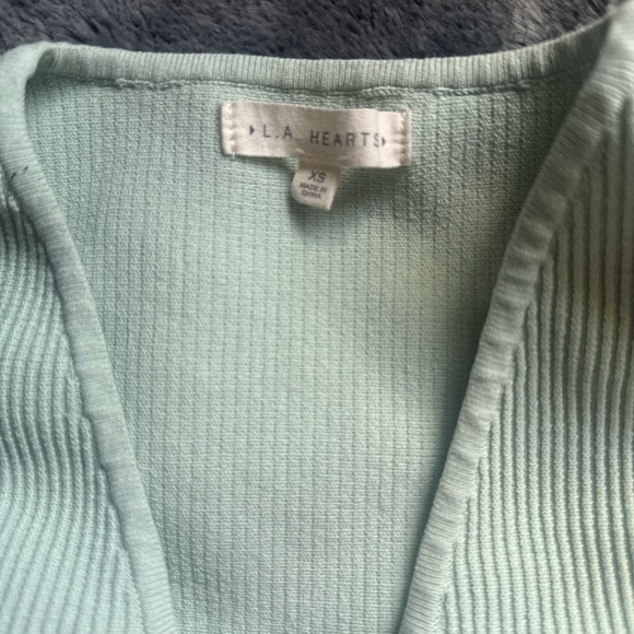 PacSun Mint Ribbed V-Neck Tank Top - Picture 2 of 2